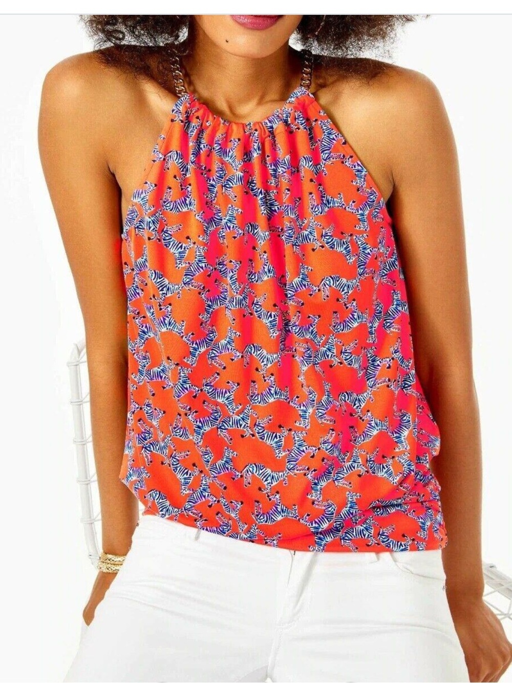 🦓🧡Lilly Pulitzer Bowen Picante Cora Heebee Zeebees Halter Top